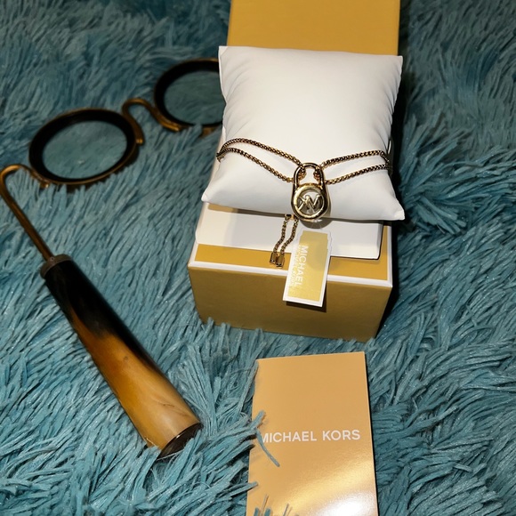 Michael Kors MK Padlock Slider Gold  Bracelet w/ Crystals Accents - Picture 6 of 8